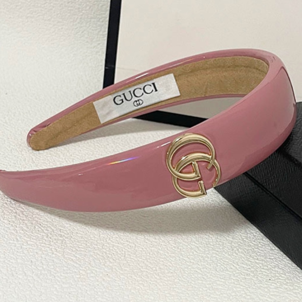 Pink Headband With Gold Accents